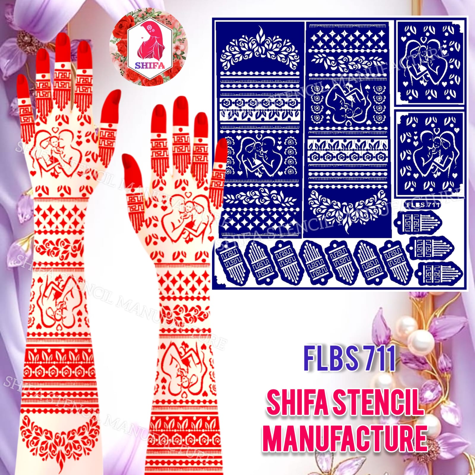 FLBS 711 Joyful Baby Shower Stencil Sticker overview Henna Stencil - Shifa Stencil